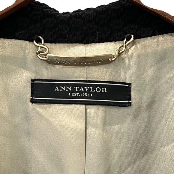 Ann Taylor Womens Suit Jacket Blazer Black Patterned Fabric Size Medium - Picture 7 of 7